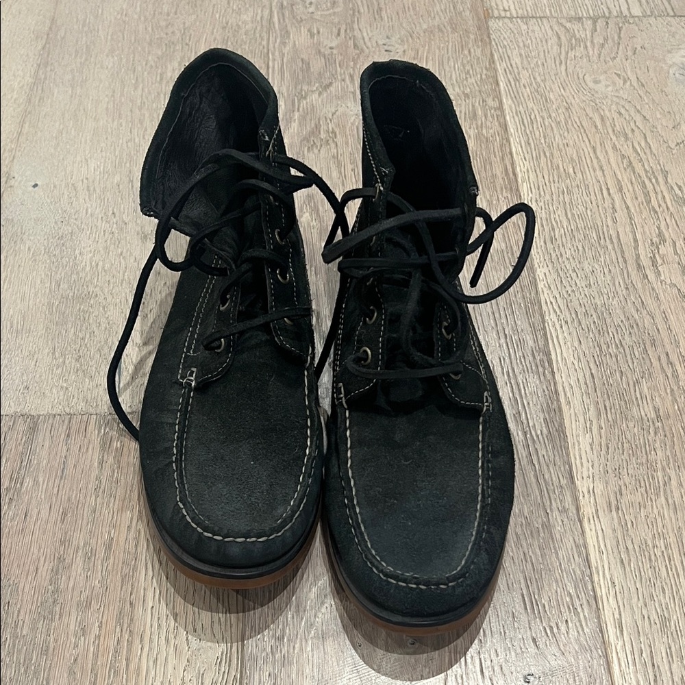 John Varvatos Dark Suede Lace-Up Boots